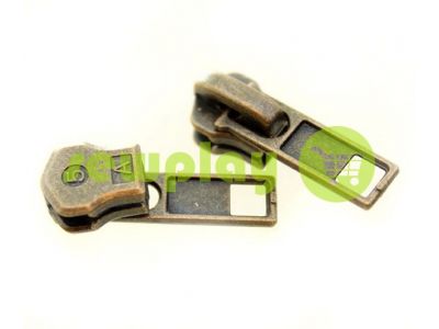 Slider SQUARE for metal zipper type 5 antique sku 340