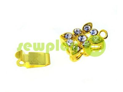 Clasp for necklace Flower with 9 stones 10mm * 12mm gold sku 532