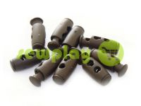 Fixator for cord d = 4mm plastic two-hole 9mm * 21mm brown, 10 pcs sku 614