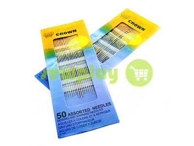Набір швейних і штопольних ручних голок CROWN, асорті 50 голок арт 1617