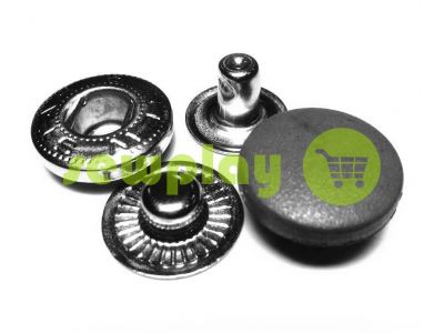 Button Alfa with black plastic cap 17 mm oxide China, 50 pcs sku 2713