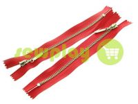 Zipper metal pocket type 4, length 16 cm, red, nickel teeth