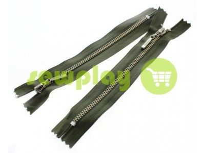 Zipper metal pocket type 4, length 16 cm, olive, nickel teeth sku 1556