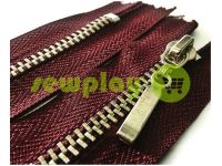 Zipper metal pocket type 4, length 16 cm, bordo, nickel teeth sku 1557