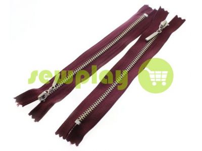 Zipper metal pocket type 4, length 16 cm, bordo, nickel teeth sku 1557