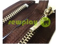 Zipper metal pocket type 4, length 16 cm, brown, nickel teeth sku 1559