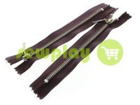 Zipper metal pocket type 4, length 16 cm, brown, nickel teeth