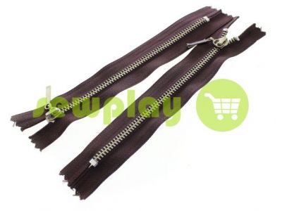 Zipper metal pocket type 4, length 16 cm, brown, nickel teeth sku 1559