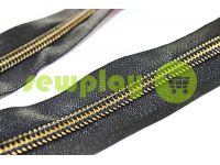 Zipper pocket spiral 1 cm type 5, color black+gold sku 1587