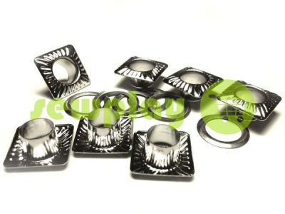 Luvers steel ring "Square 15 mm" 8 mm, color nickel, 50 pcs sku 1669