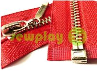 Zipper metal type 4 the split, color red, nickel teeth