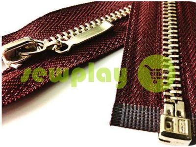 Zipper metal type 4 the split, color dark red, nickel teeth sku 1853