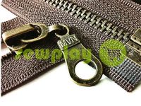 Zipper metal type 5 the split strengthened, color brown, antique teeth sku 1855