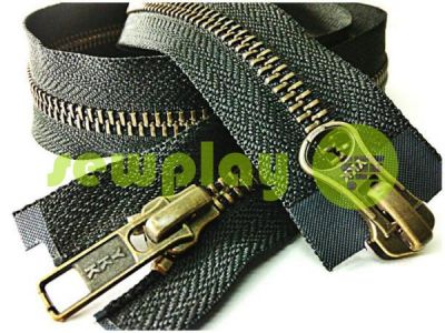 Zipper YKK metal type 5 the split two sliders, color black, antique teeth sku 1868