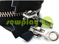 Zipper YKK metal type 5 the split two sliders, color black, nickel teeth