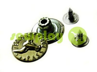 Buttons denim "Jeans Passport" 17 mm, color black nickel, 10 pcs sku 1950