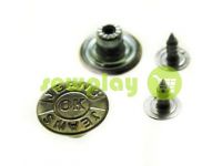 Buttons denim "OK" 15 mm, color black nickel, 10 pcs