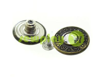 Buttons denim "Petals" 17 mm, 20 mm, color antique, 10 pcs sku 1969