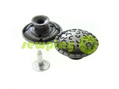 Buttons denim "Cap" 17 mm, 20 mm, color black nickel, 10 pcs sku 1983