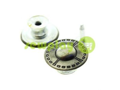 Buttons denim "Dash" 17 mm, color black nickel, 10 pcs sku 1992