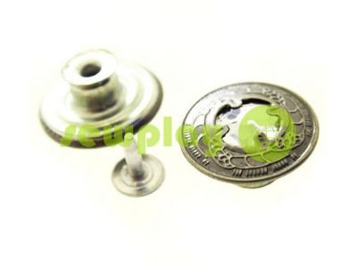 Buttons denim "Design-Stone" 20 mm, 25 mm, color black nickel, 10 pcs sku 1999