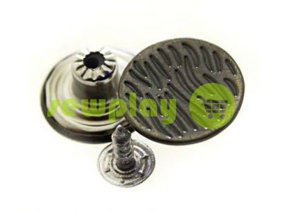 Buttons denim stainless "Cork" 17 mm, color black nickel, 10 pcs sku 2025