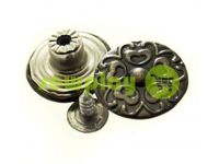 Buttons denim stainless "Flower" 17 mm, color black nickel, 10 pcs