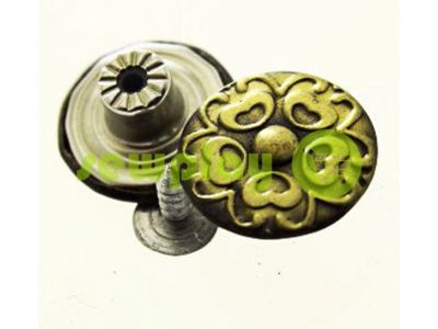 Buttons denim stainless "Flower" 17 mm, color antique, 10 pcs sku 2027