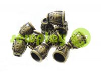 Tip "bell patern" plastiс antique 12 mm* 13 mm, cord d= 5 mm, 10 pcs