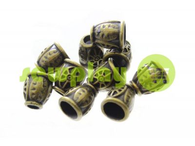 Tip "bell patern" plastiс antique 12 mm* 13 mm, cord d= 5 mm, 10 pcs sku 888