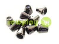 Tip "bell" plastiс black nickel 10 mm* 10 mm, cord d= 4 mm, 10 pcs