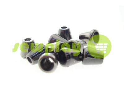 Tip "bell" plastiс black nickel 12 mm* 12 mm, cord d= 5 mm, 10 pcs sku 941