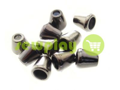 Tip "bell" plastiс black nickel 10 mm* 10 mm, cord d= 4 mm, 10 pcs sku 892