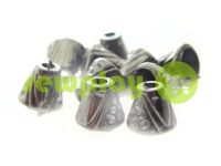 Tip "bell point" plastiс black nickel 10 mm* 10 mm, cord d= 4 mm, 10 pcs sku 896