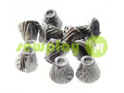 Tip "bell point" plastiс black nickel 10 mm* 10 mm, cord d= 4 mm, 10 pcs sku 896