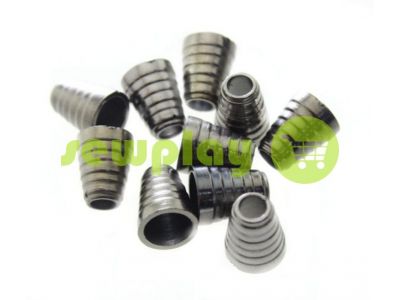 Tip "bell tree" plastiс black nickel 14 mm* 11 mm, cord d= 5 mm, 10 pcs sku 901