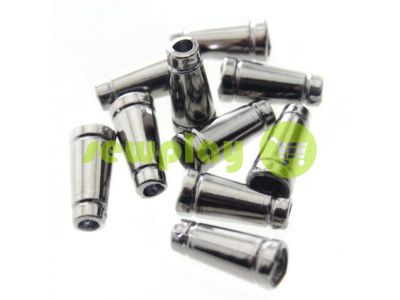 Tip "bell tube" plastiс black nickel 19 mm* 11 mm, cord d= 4 mm, 10 pcs sku 903