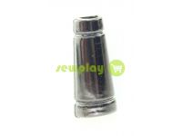 Tip "bell tube" plastiс black nickel 19 mm* 11 mm, cord d= 4 mm, 10 pcs sku 903