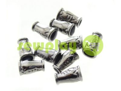 Tip "bell ap" plastiс black nickel 14 mm* 9 mm, cord d= 4 mm, 10 pcs sku 905