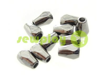 Tip "Gran" plastiс black nickel 12 mm* 8 mm, cord d= 3 mm, 10 pcs sku 921