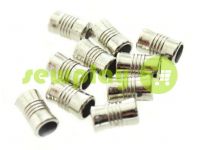 Tip fluted "Barrel" plastiс nickel, 7 mm* 12 mm, cord d= 4 mm, 10 pcs sku 934