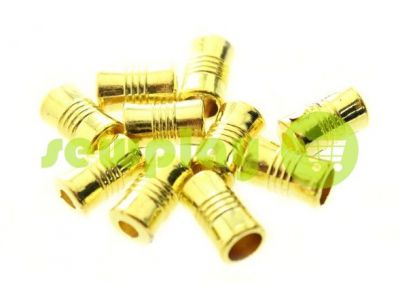 Tip fluted "Barrel" plastiс gold, 7 mm* 12 mm, cord d= 4 mm, 10 pcs sku 935