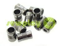 Tip fluted "Barrel" plastiс black nickel, 7 mm* 12 mm, cord d= 4 mm, 10 pcs