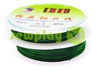 Wire for beads 0.3 mm, length 30 m, color green sku 2288