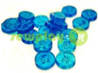 Button plastic four-shock, color transparent blue, packing 25 pcs