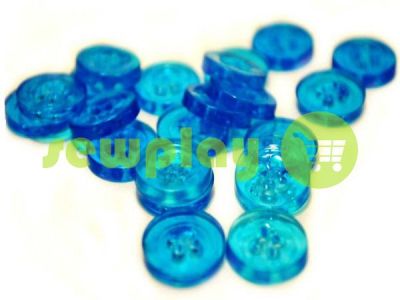 Button plastic four-shock, color transparent blue, packing 25 pcs sku 2384