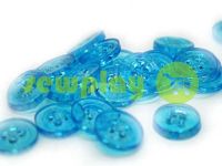 Button plastic four-shock, color transparent light-blue, packing 25 pcs