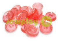 Button plastic four-shock, color transparent red, packing 25 pcs