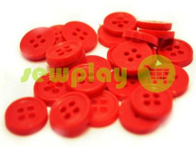 Button plastic four-shock, color red, packing 25 pcs sku 2388