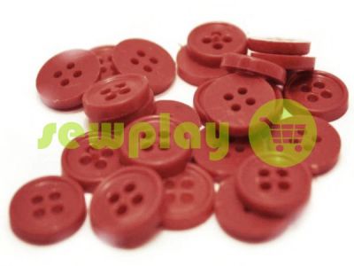 Button plastic four-shock, color dark-red, packing 25 pcs sku 2389